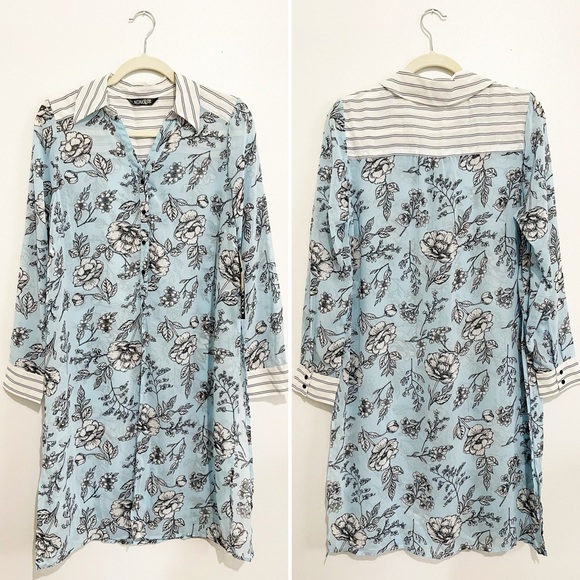 New XOXO Button Down Shirtdress Kimono Tunic Swimsuit Cover Up Sheer Women’s L - Picture 8 of 8